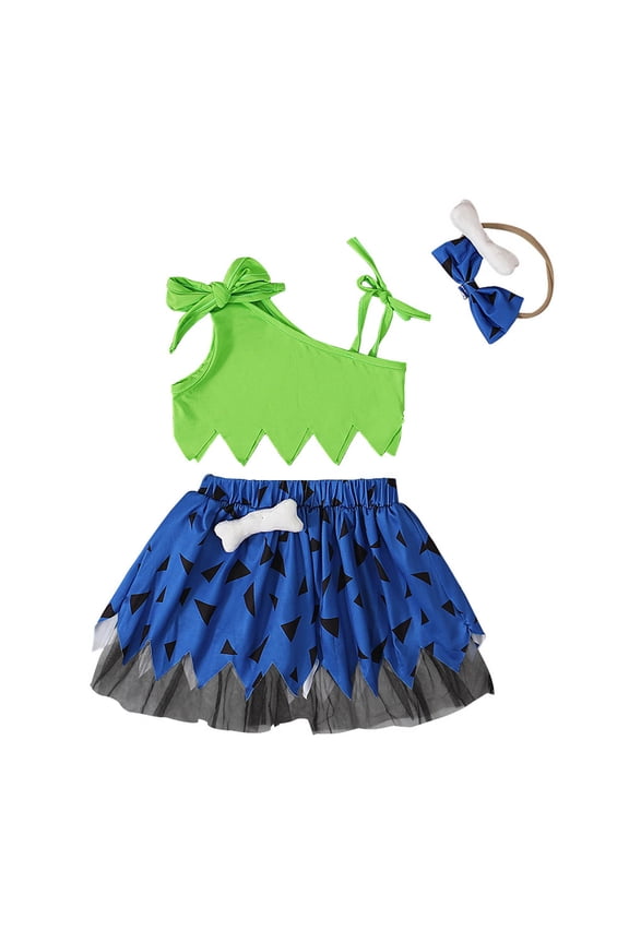 2024 Toddler Kids Caveman Clothing Baby Girls Boys Historical Cave Man Cavegirl Outfits Blue-3 Months