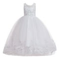 thumbnail image 1 of Zwiiyzr Toddler Kids Girls Birthday Dresses Tutu Tulle Dress Net Yarn Embroidery Rhinestone Bowknot Party Gown Long Dresses White, 1 of 9