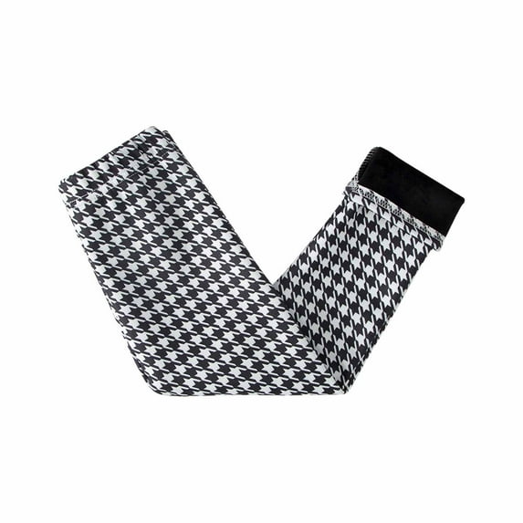 Zwiiyzr Toddler Kids Girls Fleece Lined Leggings Baby Fall Winter Warm Elastic Pants Printed Brushed Casual Leggings Black