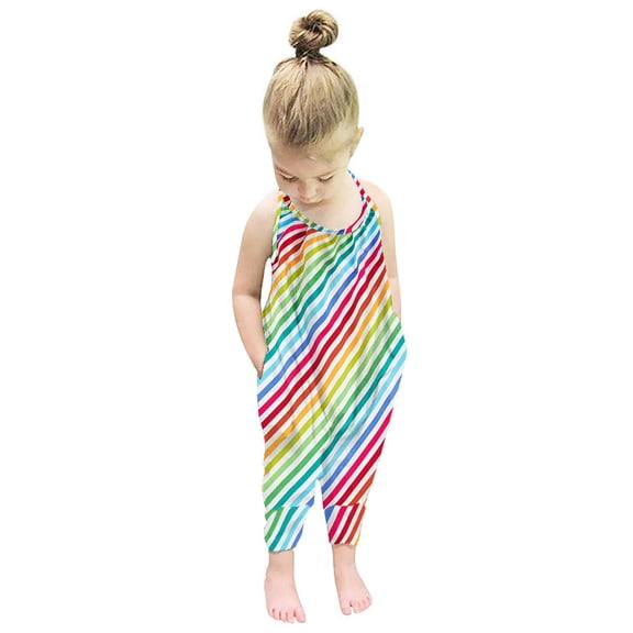 Zwiiyzr Toddler Kids Girls Summer Sleeveless Romper Trendy Cute Flower Print Romper Jumpsuit for 1-6 Years Multicolor