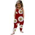 thumbnail image 1 of Zwiiyzr 2025 Toddler Kids Girls Summer Sleeveless Romper Trendy Cute Flower Print Romper Jumpsuit for 1-6 Years Red, 1 of 5