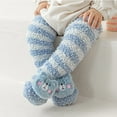 thumbnail image 1 of Zwiiyzr Toddler Newboen Baby Slipper Socks Winter Thickened 0-5 Years Boys Girls Mid-Calf Coral Fleece Baby Socks Warm Long Tube Over The Knee Children's Socks Blue, 1 of 3