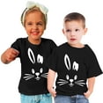 thumbnail image 1 of Zwiiyzr 2024 Toddler T-Shirt Bunny Face Doodle Easter Spring Time Flowers Great Gift Idea Easter Eggs Candy Basket Rabbit Cotton Tail Black-120, 1 of 6