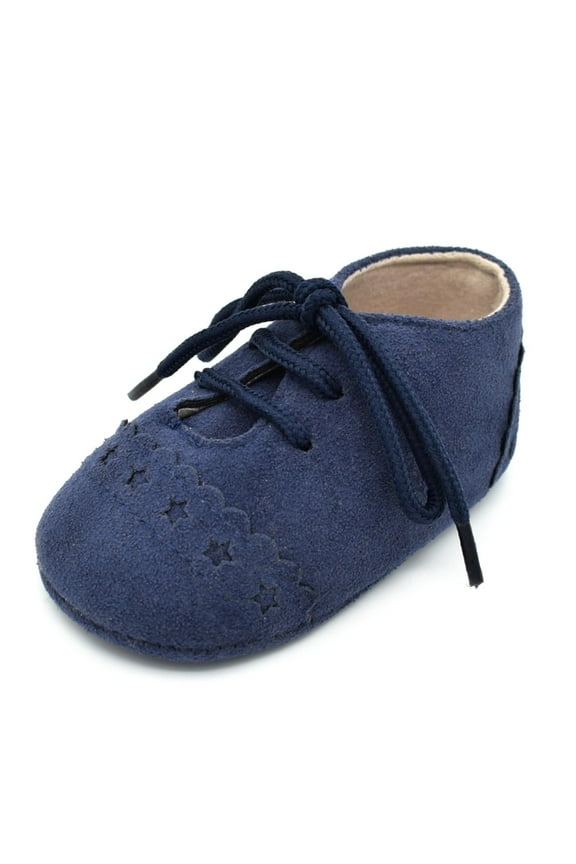 Unisex Baby First Walking Shoes 0-1 Years Infant Newborn Shoes Prewalker Sports Sneakers Suede Leather Moccasins Footwear Dark Blue