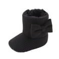 thumbnail image 1 of Zwiiyzr Unisex Baby First Walking Shoes 0-12 Months Infant Snow Booties Winter Toddler Boys Girls Bow Thicken Velvet Snow Booties Black, 1 of 2