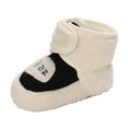 thumbnail image 1 of Zwiiyzr Unisex Baby First Walking Shoes 0-12 Months Infant Snow Booties Winter Toddler Boys Girls Fleece Soft Soled Shoes Booties Black, 1 of 9