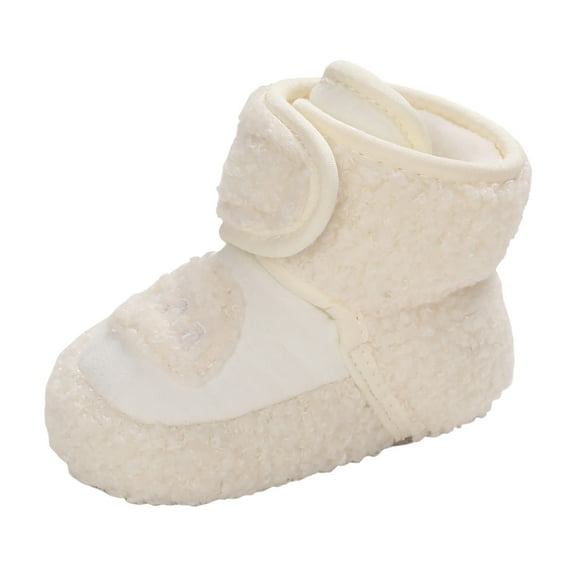 Zwiiyzr Unisex Baby First Walking Shoes 0-12 Months Infant Snow Booties Winter Toddler Boys Girls Fleece Soft Soled Shoes Booties White