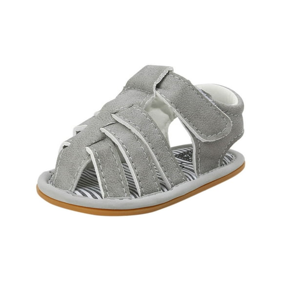 Zwiiyzr Unisex Baby First Walking Shoes 0-15 Months Infant Slingback Sandals Newborn Summer Soft Shoes Children Non-Slip Toddler Shose Gray