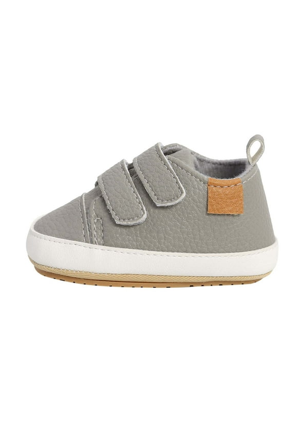 Zwiiyzr Unisex Baby First Walking Shoes 0-15 Months Infant Sneakers Boys Girls Shoes Non-Slip Rubber Sole High-Top Toddler Activewear Crib Shoes Newborn Loafers Flats Gray