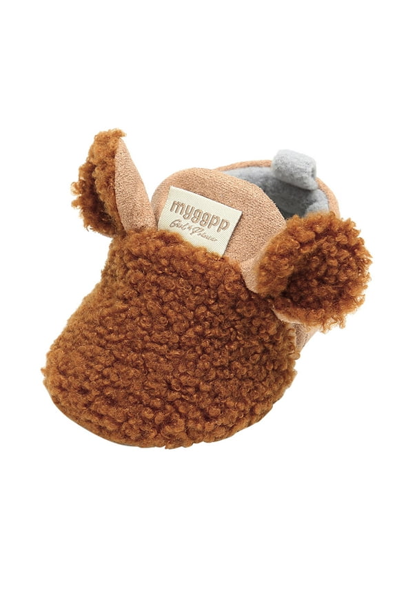 Zwiiyzr Unisex Baby First Walking Shoes 0-18 Months Infant Newborn Child Crawling Shoes Boy Girl Lamb Slippers Prewalker Trainers Coffee