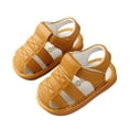 thumbnail image 1 of Zwiiyzr Unisex Baby First Walking Shoes 3-18 Months Infant Slingback Sandals Toddler Boys Girls Cute Shoes Hollow Out Soft Kids Summer Non-Slip Sandals Yellow, 1 of 8