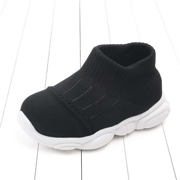 Zwiiyzr Unisex Baby First Walking Shoes 3-18 Months Infant Toddler Boys Girls Casual Footwear Flying Woven Shoes Black