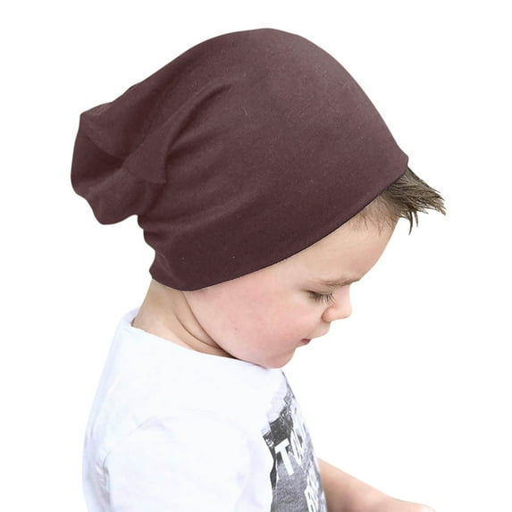 Zwiiyzr Unisex Baby Hats for Kids Unisex Cotton Solid Color Skull Caps Soft Cute Knit Cap Baby Toddler Beanie 5 Months - 6 Years Coffee