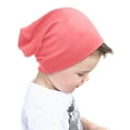 thumbnail image 1 of Zwiiyzr Unisex Baby Hats for Kids Unisex Cotton Solid Color Skull Caps Soft Cute Knit Cap Baby Toddler Beanie 5 Months - 6 Years Watermelon Red, 1 of 2