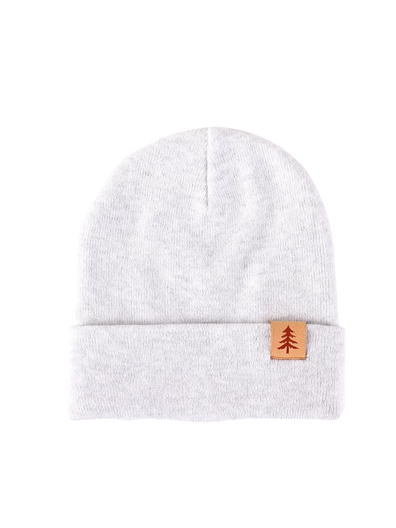 Unisex Cute Kids Christmas Beanie for Girls Boys Slouchy Warm Baby Winter Hat Girls Boys Beanie Knit Hat Toddler Beanies for Kids 1-4T White