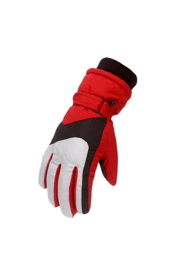 Waterproof Gloves Kids Toddler Girls Boys Snow Ski Winter Gloves Windproof Children Warm for 4-16 Years Red