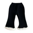 thumbnail image 1 of Zwiiyzr Winter Girls Winter Fleece Lined Flare Pants Toddler Kids Warm Thick Casual Thermal Pants Fleece Pants 0-3T Black, 1 of 4