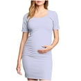 thumbnail image 1 of Zwiiyzr 2025 Women's Maternity Dress Solid Color Slim Short Sleeve Tank Dresses Scoop Neck Pregnancy Bodycon Dress for Casual Wear Purple, 1 of 6