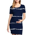 thumbnail image 1 of Zwiiyzr 2025 Women's Maternity Dress Striped Slim Short Sleeve Tank Dresses Scoop Neck Pregnancy Bodycon Dress for Casual Wear Navy, 1 of 7