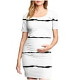 thumbnail image 1 of Zwiiyzr 2025 Women's Maternity Dress Striped Slim Short Sleeve Tank Dresses Scoop Neck Pregnancy Bodycon Dress for Casual Wear White, 1 of 7