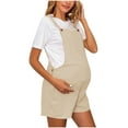 thumbnail image 1 of Zwiiyzr 2025 Women's Maternity Overalls Shorts Pregnancy Solid Color Adjustable Waist Solid Color Jumpsuit Rompers Beige, 1 of 6