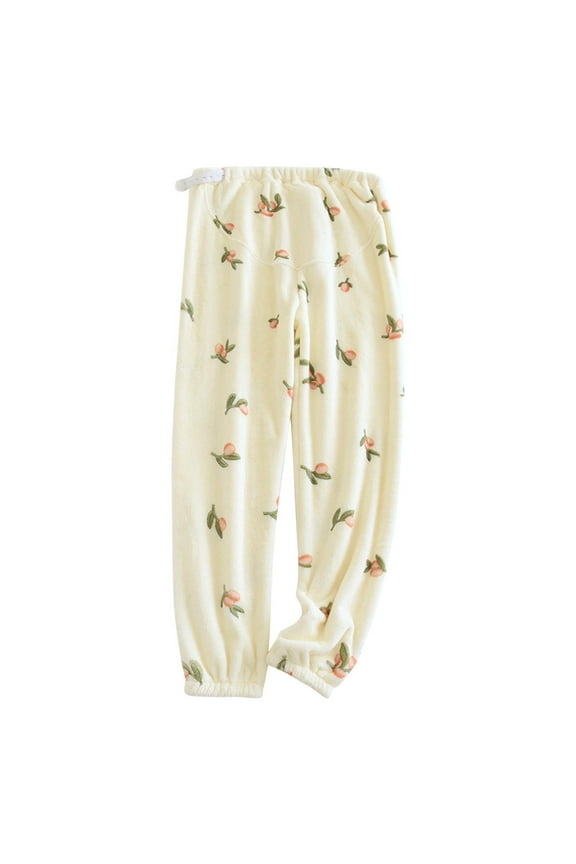 Women's Maternity Pants Flannel Plus Size Wide Leg Comfy Palazzo Lounge Pants Stretch Pregnancy Trousers with Pockets B-Beige