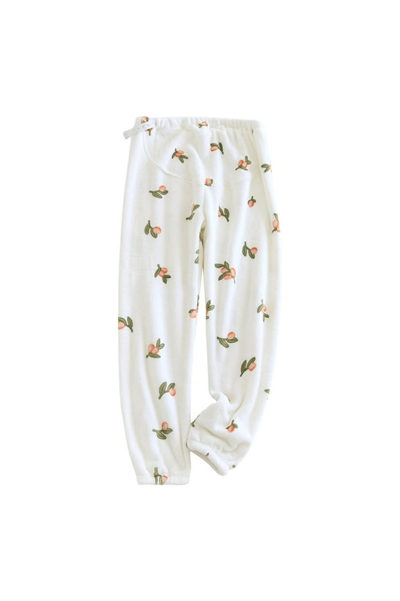 Women's Maternity Pants Flannel Plus Size Wide Leg Comfy Palazzo Lounge Pants Stretch Pregnancy Trousers with Pockets B-White