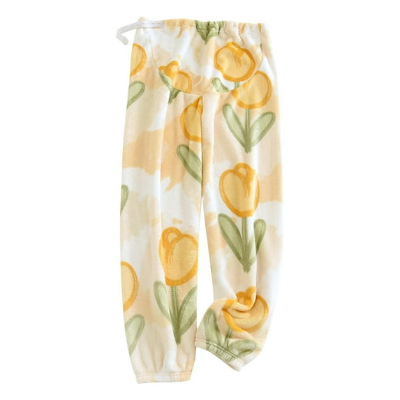 Zwiiyzr 2025 Women's Maternity Pants Flannel Plus Size Wide Leg Comfy Palazzo Lounge Pants Stretch Pregnancy Trousers with Pockets D-Beige