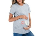 thumbnail image 1 of Zwiiyzr Womens Summer Tops Maternity Shirts Round Neck Ladies Trendy Solid Color Print Short Sleeve Pregnant Casual Tops Gray, 1 of 6