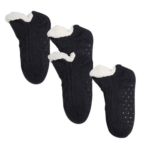 Zwiiyzr 2PC Toddler Kids Boys and Girls Winter Kids Fuzzy Slipper Socks Thickening Snow Socks Plush Warm Non Slip Socks Gifts for Christmas Black