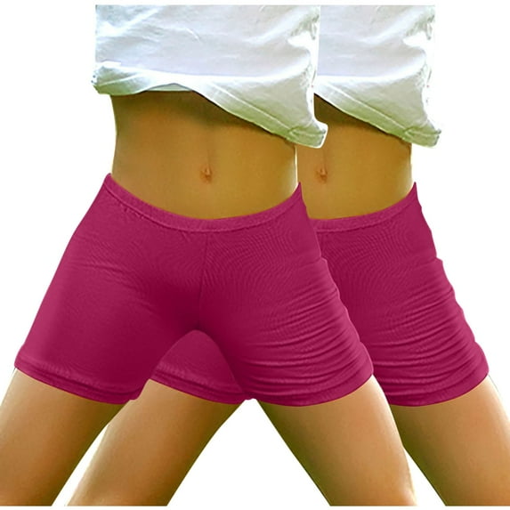 Zwiiyzr 2Pc Toddler Baby Girls Casual Shorts for Spring Summer Under Dresses Solid Color Elastic Waist Stretchy 3-14 Years Comfortable Lightweight Hot Pink