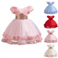 thumbnail image 1 of Zwiiyzr 3-10 Years Girls Princess Princess Sparkle Tulle Dress Flower Girls Sequin Dresses Long A Line Wedding Party Ball Gown Beige, 1 of 9