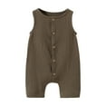 thumbnail image 1 of Zwiiyzr 3-12M Baby Boys Girls Romper Jumpsuits Sleeveless Solid Color One Piece Clothes Sets Brown, 1 of 4