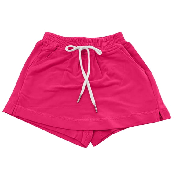 Zwiiyzr 3-13Y Toddler Girl's Elastic Waist Sport Short Skort Skirt Built In Shorts Solid Color Straight Leg Cute Skort Hot Pink
