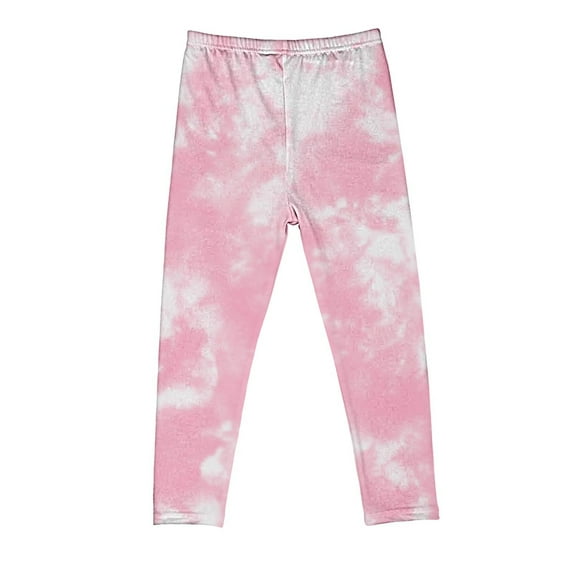 Zwiiyzr 3-8Y Girls Leggings Gradient Tie-Dye Color Leggings Pants High Waist Stretchy Soft Tights Kids Summer Leggings for School Wearing Pink