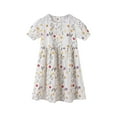 thumbnail image 1 of Zwiiyzr 3-8Y Girls' Summer Floral Dress Kids 2024 Short Sleeve Crew Neck Flowy Sun Dresses White, 1 of 5