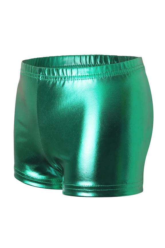 3-9 Years Girls Dance Short for Gymnastics Athletic Shorts Sparkle Glitter Tumbling Bottoms Olive Green