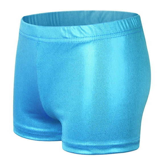 Zwiiyzr 3-9 Years Girls Dance Short for Gymnastics Athletic Shorts Sparkle Glitter Tumbling Bottoms Sky Blue