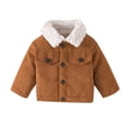 thumbnail image 1 of Zwiiyzr 3M-3T Boy's Girl's Vintage Fleece Sherpa Lined Corduroy Trucker Jackets Lapel Button Down Thickened Winter Coats Brown, 1 of 6