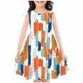 thumbnail image 1 of Zwiiyzr 4-14Y Little Girls Summer Dress Round Neck Sleeveless Swing Sundress Kids Casual Floral A-Line Dress Orange, 1 of 3