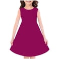 thumbnail image 1 of Zwiiyzr 4-14Y Little Girls Summer Dress Solid Color Sleeveless Swing Sundress Kids Casual Floral A-Line Dress Watermelon Red, 1 of 4