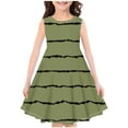 thumbnail image 1 of Zwiiyzr 4-14Y Little Girls Summer Dress Striped Sleeveless Swing Sundress Kids Casual Floral A-Line Dress Olive Green, 1 of 4
