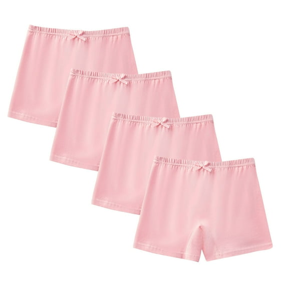 Zwiiyzr 4 Pack Girls Bike Shorts Dance Shorts Underwear Solid Color Breathable and Safe Under Dress for Playgrounds Sports 2-14Y Pink