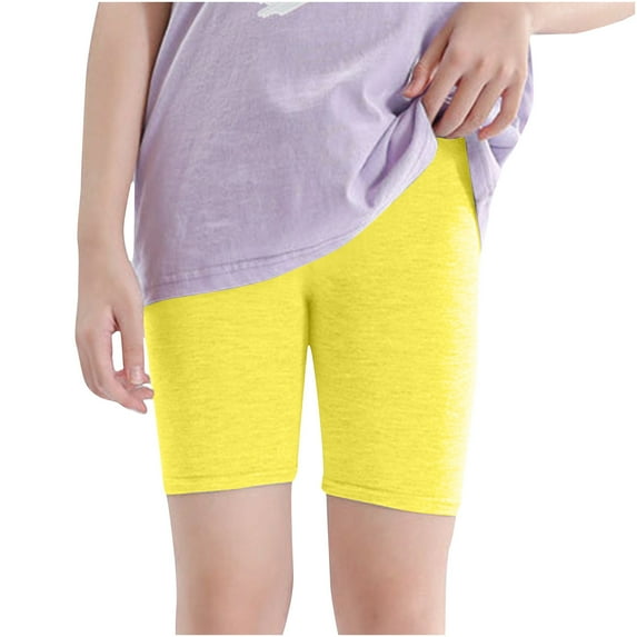 Zwiiyzr 6-12Y Toddler Baby Girls Biker Shorts Multi-Color Cotton Toddler Bike Shorts Under Dress Shorts Baby Everyday Shorts Yellow