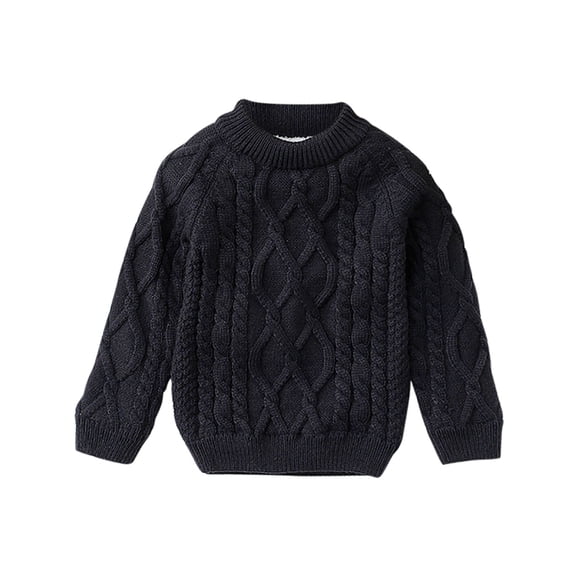 Zwiiyzr 6M-10Y Toddler Kids Baby Boys and Girls Knit Sweater Blouse Pullover Trendy Cute Thickening Warm Long Sleeved Warm Round Neck Sweater Navy