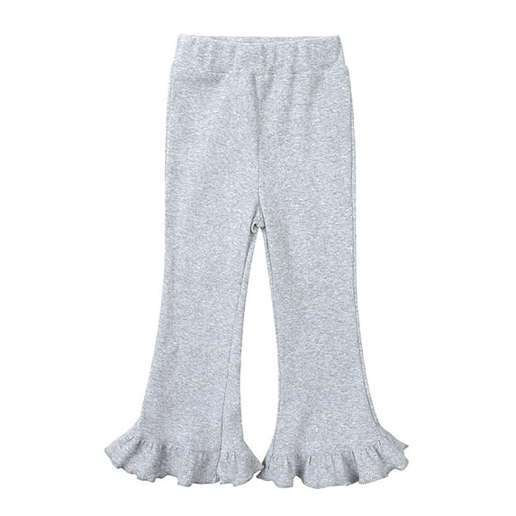 Zwiiyzr 6M-7Y Girls Knit Flare Leggings Solid Color High Waisted Bell Bottoms Gym Active Bootcut Yoga Pants for Kids Toddler Gray
