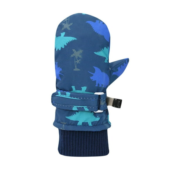 Zwiiyzr 6M-8Y Kids Ski Snow Gloves Toddler Winter Snow Gloves for Boys Girls Nonslip Thickened Fleece Baby's Gloves for Cold Weather Blue