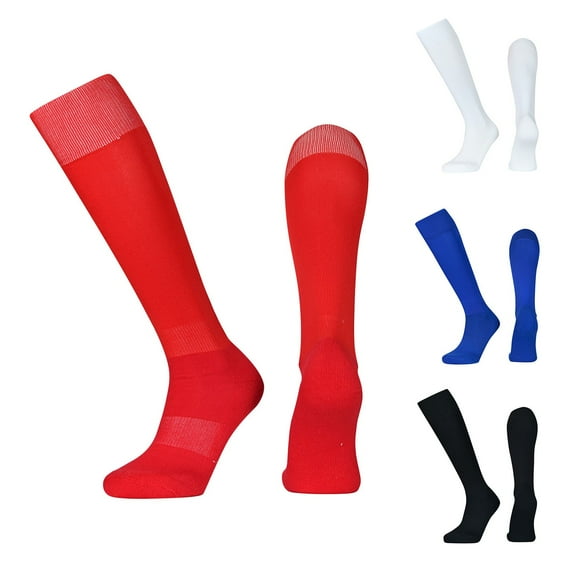 Zwiiyzr 7-12Y Kid's Knee High Socks Sports Soccer Socks Solid Color Football Socks High Cotton Tube Socks Black