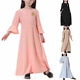 thumbnail image 1 of Zwiiyzr (8-17 Years) Kids Girls Muslim Dresses Long Sleeve Round Neck Color Block Dress Khaki, 1 of 6