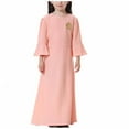 thumbnail image 1 of Zwiiyzr (8-17 Years) Kids Girls Muslim Dresses Long Sleeve Round Neck Color Block Dress Pink, 1 of 7